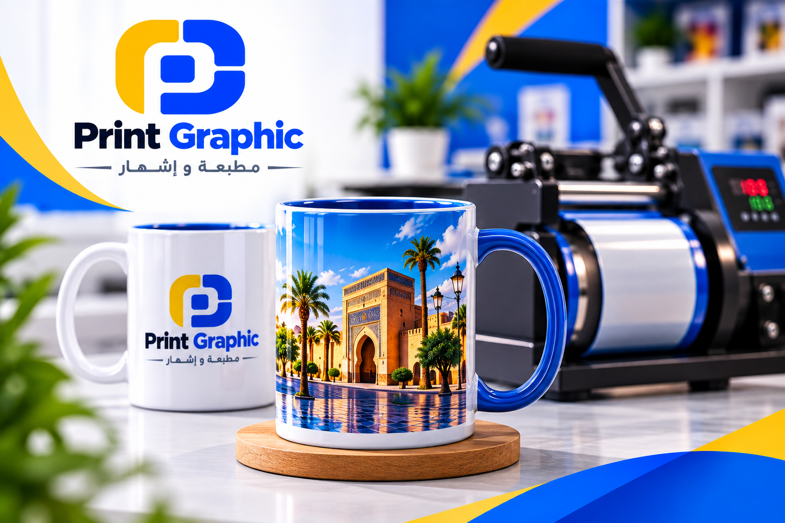 نموذج بصري لأكواب مطبوعة بتصميم شخصي